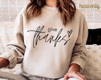Give Thanks SVG, Christian Fall PNG, Faith Sublimation, Minimalist Thanksgiving Cut File, Jesus Shirt Design Religious Bible Verse Scripture