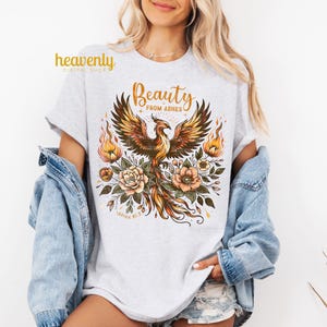 Christian PNG Beauty from Ashes PNG sublimatie ontwerp Jezus PNG geloof shirt clipart christelijke Pasen bloemsierkunst wilde bloemen Phoenix Rising