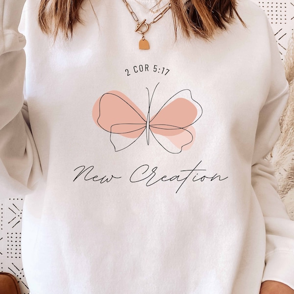 Christian Shirt | Scripture PNG Bible Verse PNG T-shirt design downloads Clipart Sublimation Jesus Graphic | New Creation Butterfly PNG