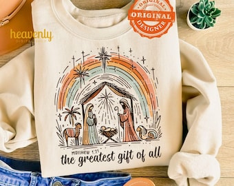 Greatest Gift Of All PNG Jesus Nativity Png Christian Christmas Png Sublimation Design, Manger PNG, A Thrill of Hope Png Advent DTF Download