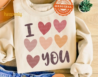 I Love You PNG Valentines Png Sublimation Design, Boho Cute Hearts Png, Trendy Valentine's Day Shirt Png, Love PNG DTF File Digital Download