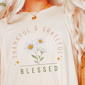 Dankbares Gratefull gesegnetes Png, Retro Gänseblümchen Png, Herbst Sublimationsentwurf, Herbst-Lehrer-Shirt, Erntedank-Shirt Png, Positives Tshirt Png