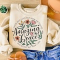 Amazing Grace PNG Christian PNG Sublimation Design Jesus PNG Faith Shirt Clipart Christian Easter Hymn Floral Art Wild Flowers Minimalist