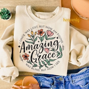 Erstaunliche Gnade PNG Christian PNG Sublimation Design Jesus PNG Glaube Shirt Clipart Christian Ostern Hymne Blumenkunst Wilde Blumen Minimalist