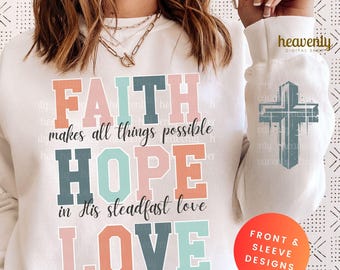 Faith Hope Love PNG Christian Png Sublimation Design Cross Png Bible Verse Shirt Designs DTF Transfers Jesus Shirt Instant Digital Download