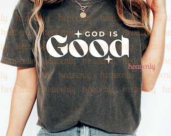 Rétro minimaliste chrétien SVG Dieu est bon PNG foi Sublimation Design Jésus chemise téléchargement numérique Pâques Bible verset religieux coupe fichier
