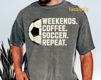 Weekends Coffee Soccer Repeat PNG Retro Vintage Sublimation Design Soccer Dad PNG Football Daddy Shirt Proud Senior Father's Day Download