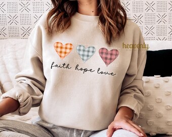 Cute Christian Valentine PNG Jesus Sublimation Design, Bible Verse Shirt PNG Digital Download Faith Hope Love Clipart Checkered Plaid Heart