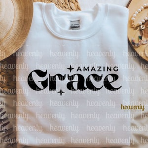 Amazing Grace Svg PNG Retro Christian Sublimation Design Faith png, Bible Verse png, Trendy Aesthetic png, Jesus Shirt File, Religious svg