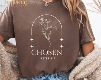 Christian PNG Christian Svg Chosen Png Christian Shirt Design Jesus PNG Religious Png Bible Verse SVG Cut File Minimalist Boho Flower Png