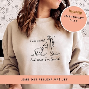 Christian Embroidery Machine File Lost Sheep Dst Emb Pes Exp Vp3 Jef Files Jesus Shepherd Embroidered Religious Bible Verse Shirt Digitized
