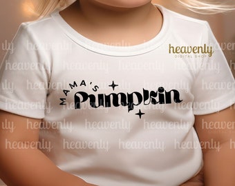 Mama's Pumpkin SVG Retro Fall Mama Mini PNG Toddler Shirt Sublimation Design, Autumn Groovy Kids Baby Bodysuit Cut File, Trendy Cute Clipart