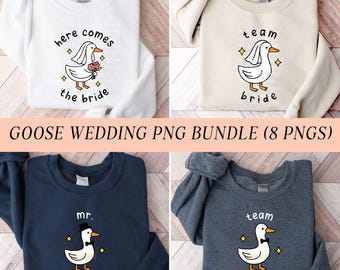 Goose Wedding PNG Bundle Here Comes The Bride Png, Team Bride and Groom Png Sublimation Designs, Silly Goose University Png, Trendy Popular