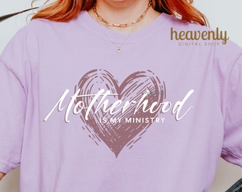 Motherhood Is My Ministry PNG Christian Mom Sublimation Design, Team Jesus Shirt Faith Homeschool Mama PNG Crunchy Mommy Tshirt POD Download