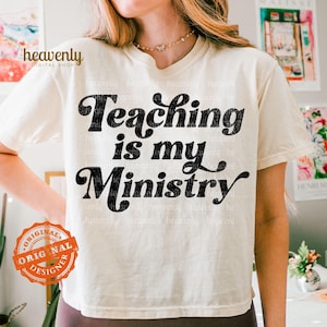 Onderwijs is mijn ministerie SVG, christelijke leraar leven PNG sublimatie design, retro lesgeven liefde inspireren, terug naar school shirt knippen SVG-bestand