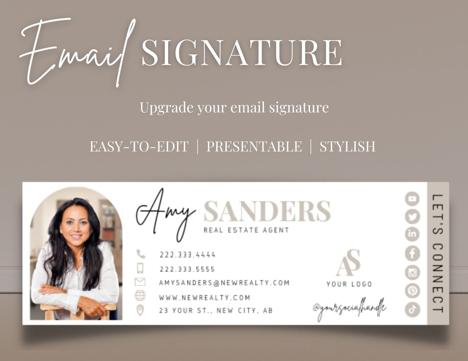 Digital Business Card & Email Signature Template Logo for Etsy