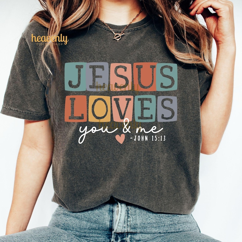 Boho kristen PNG Jesus PNG sublimeringsdesign Jesus älskar dig och mig PNG bibelvers skjorta religiös PNG kyrkläger T-shirt DTF nedladdning bild 4