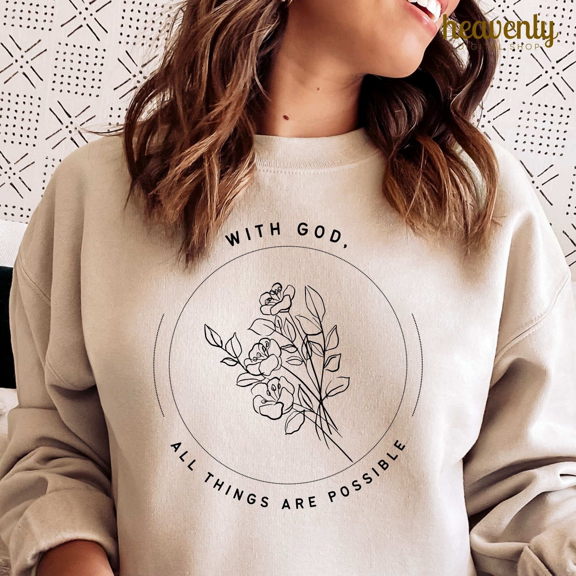 With God All Things Are Possible SVG Christian PNG Christian SVG Cut File Christian Shirt Minimalist Women Religious Png Sublimation Design