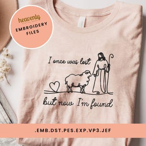 Christian Embroidery Machine File Lost Sheep Dst Emb Pes Exp Vp3 Jef Files Jesus Shepherd Embroidered Religious Bible Verse Shirt Digitized