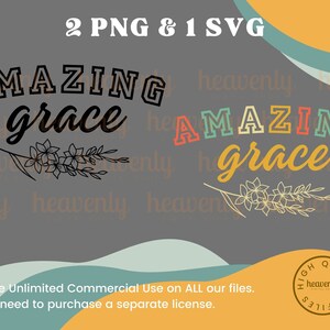 Amazing Grace Svg PNG, Dainty Flower Christian Sublimation, Bible ...