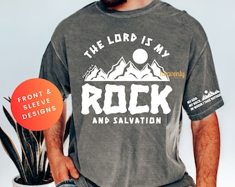 Christian Mens Shirt SVG Jesus PNG Sublimation Vintage Graphic Boy Tshirt Design Religious Easter Lord My Rock PNG Faith Based Fathers Day