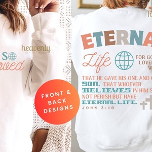 Voor- en achterkant Svg inspirerende Png Retro christelijke SVG Trendy esthetische PNG geloof sublimatie ontwerp voor God So Love John 3 16 Jesus, Jezus png