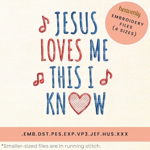 Jesus Loves Me Christian Embroidery Design, Machine Embroidery Kids Sweatshirt Digitized File, Religious Digital Embroidery Pattern Stitch