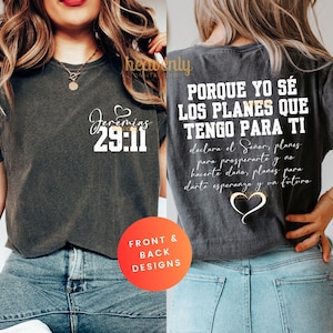 Camiseta cristiana en español Png Porque sé los planes que tengo para ti PNG Diseño de sublimación Versículo bíblico Camiseta Png Camiseta de Jesús Descarga digital DTF