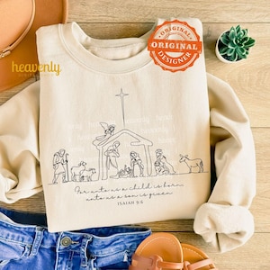 Weihnachtskrippe SVG Christian Png Sublimationsdesign Für Uns Ein Kind wird geboren Png Christian Weihnachten PNG Frohe Weihnachten geschnitten Datei