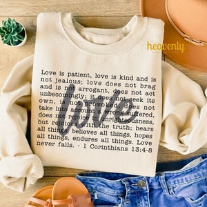 El amor es paciente, bondadoso, cristiano, PNG, Jesús, diseño de sublimación, versículo bíblico, camiseta, PNG, religioso, Pascua, PNG, moderno, vintage, escritura, basado en la fe