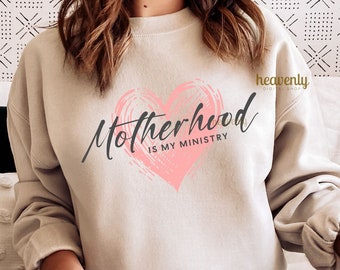 Motherhood Is My Ministry PNG Christian Mom Sublimation Design, Team Jesus Shirt Faith Homeschool Mama PNG Crunchy Mommy Tshirt POD Download