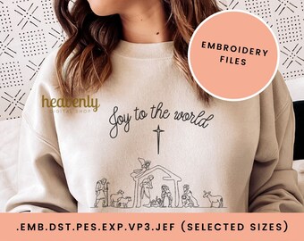 Embroidery Digitized File Christian Christmas Nativity Joy To The World Advent Embroidered Design Thrill Hope Dst Pes Jef Emb Exp Vp3 Format
