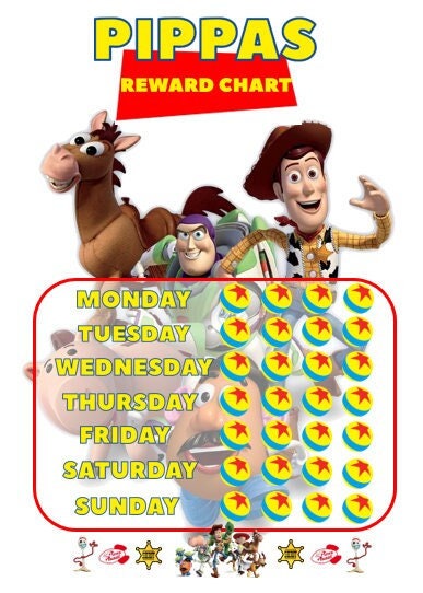 Personalised Toy Story Woody Buzz Lightyear Kids Reward Chart A4 Poster ...