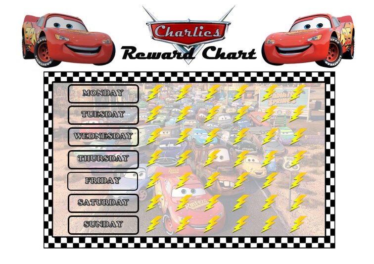 personalised-disney-cars-lightning-mcqueen-kids-name-reward-star-chart-a4-laminated-poster-sticker-stars-etsy