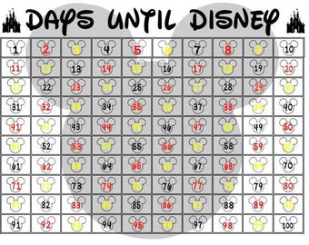 100 Days Until Disney A4 Laminated Mickey Mouse Holiday Vacation Countdown Chart Poster PLUS Star Stickers - Etsy 100 days until disney a4 laminated mickey mouse holiday vacation countdown chart poster plus star stickers - etsy