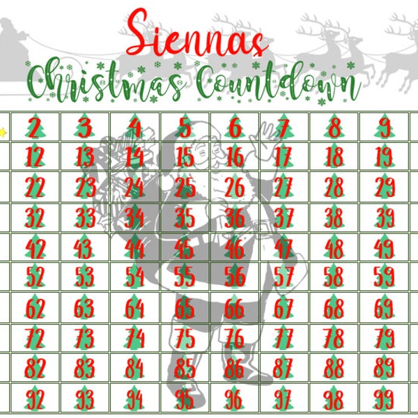 100 Tage bis Weihnachten Adventskalender A4 Countdown-Chart Poster und Aufkleber Sterne Nikolaus Nikolaus Nikolaus Laminiert