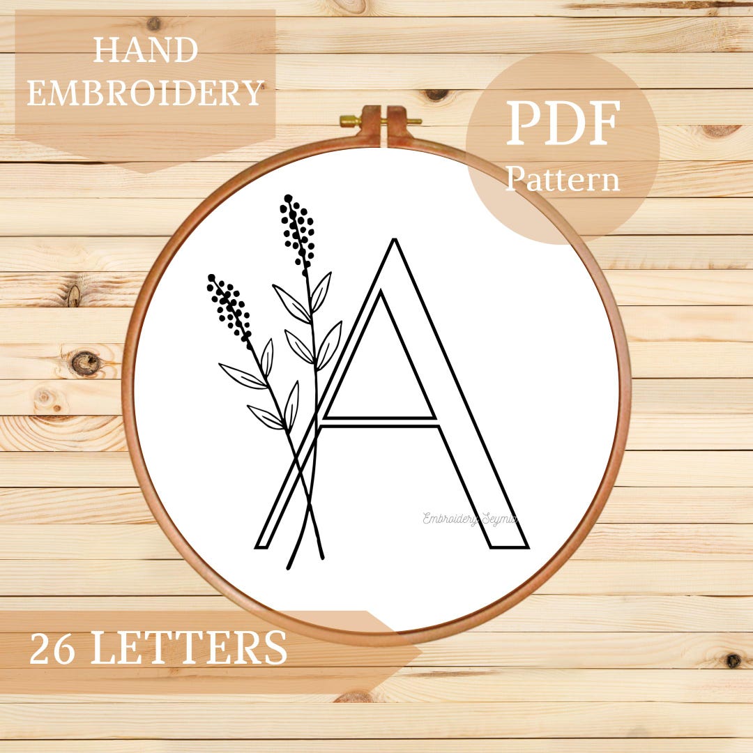 Floral Alphabet Hand Embroidery Pattern, 26 Letters PDF Embroidery ...