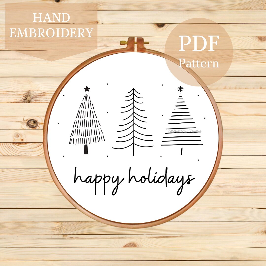 Christmas Tree Hand Embroidery Pattern: Modern Holiday Hoop Art (PDF ...