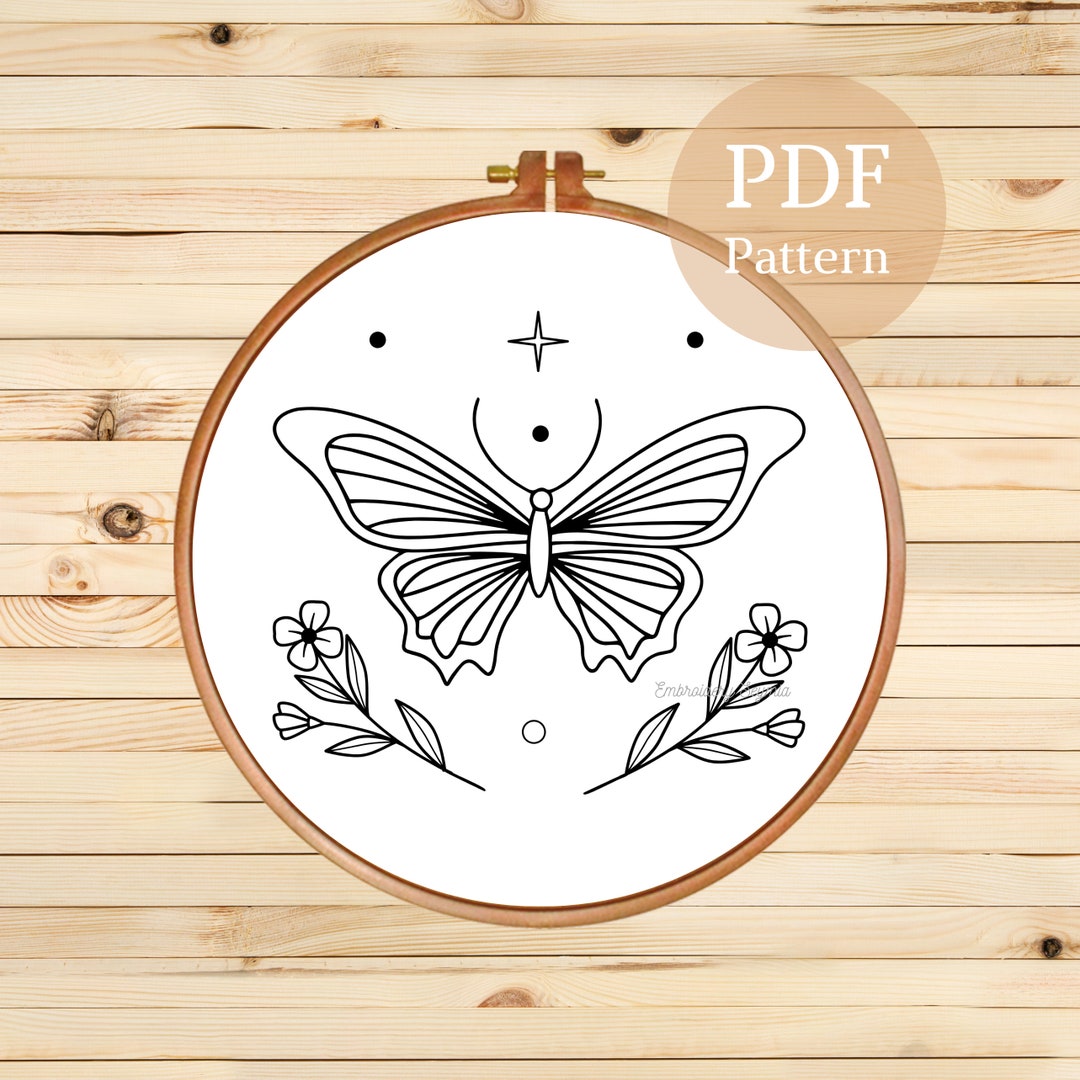 Butterfly Hand Embroidery Design, Printable Embroidery PDF Pattern ...