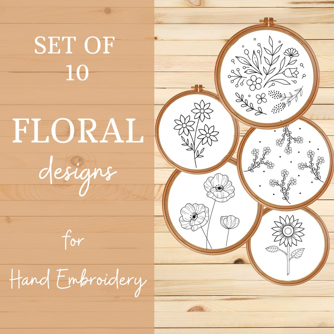 Floral Embroidery Pattern Bundle: 6 Hoop Sizes (PDF Pattern) - Etsy