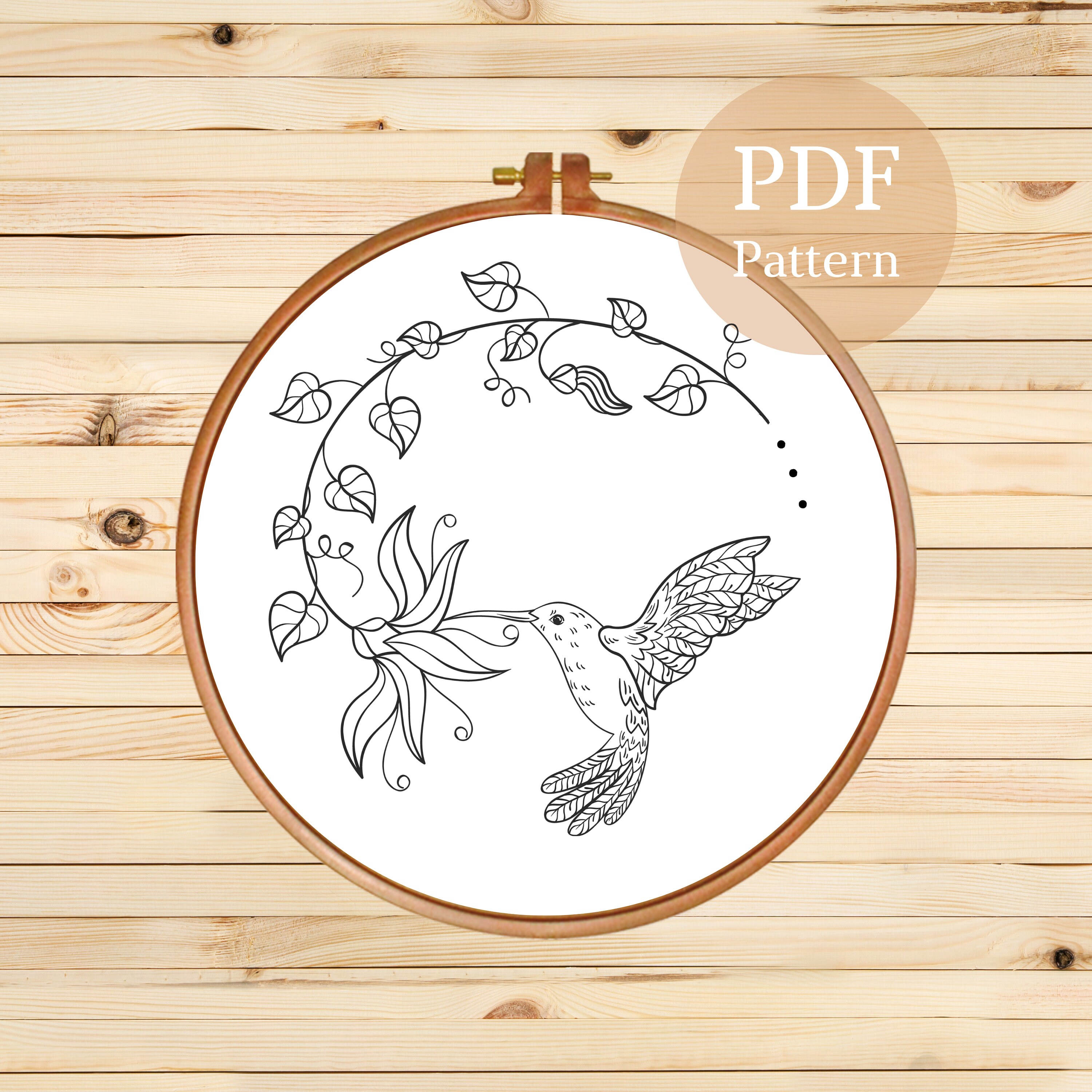 Hummingbird Handmade Embroidery Pattern, Instant Download, PDF File ...