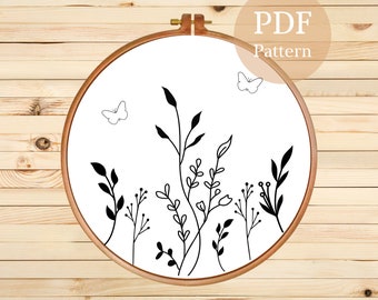 Floral Handmade Embroidery Pattern, Instant Download PDF Pattern, Template, Digital Pattern