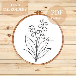 Broderimönster med liljekonvalj: DIY Hoop Art (PDF-mönster)