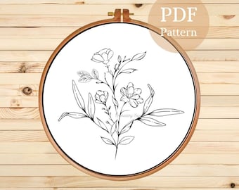 Patrón de bordado floral, diseño de bordado a mano (Descarga PDF)
