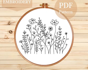 Wildflower Embroidery Pattern: Botanical Design (PDF Pattern)