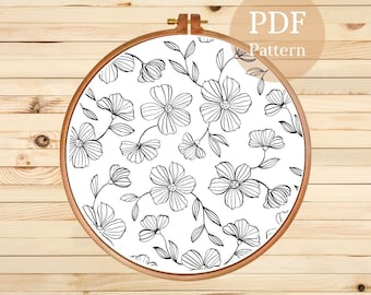 Floral Handmade Embroidery Pattern, Instant Download PDF Pattern, Embroidery Template, Flower Embroidery Digital Pattern