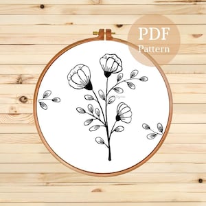 Floral Hand Embroidery Pattern: Botanical Design (PDF Pattern)
