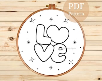Love Hand Embroidery Pattern: Valentine's Day DIY (PDF Pattern)