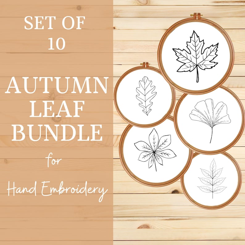Autumn Leaf Embroidery Pattern Bundle: 10 Fall Designs (PDF Patterns ...