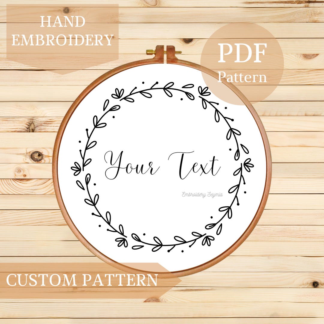 Personalized Floral Wreath Hand Embroidery Pattern: Custom Name Design ...